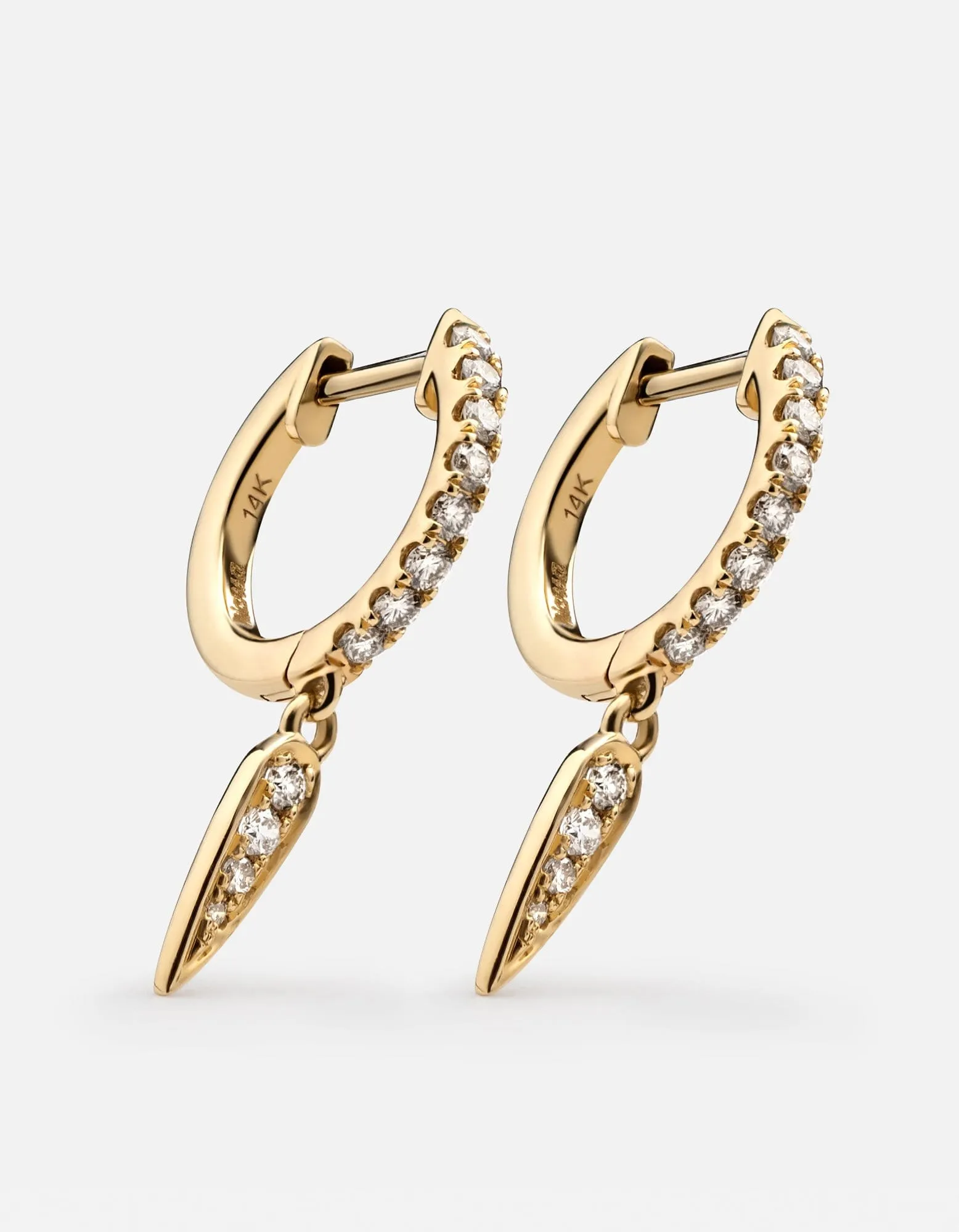 Talon Huggie Earrings, 14k Gold Pavé
