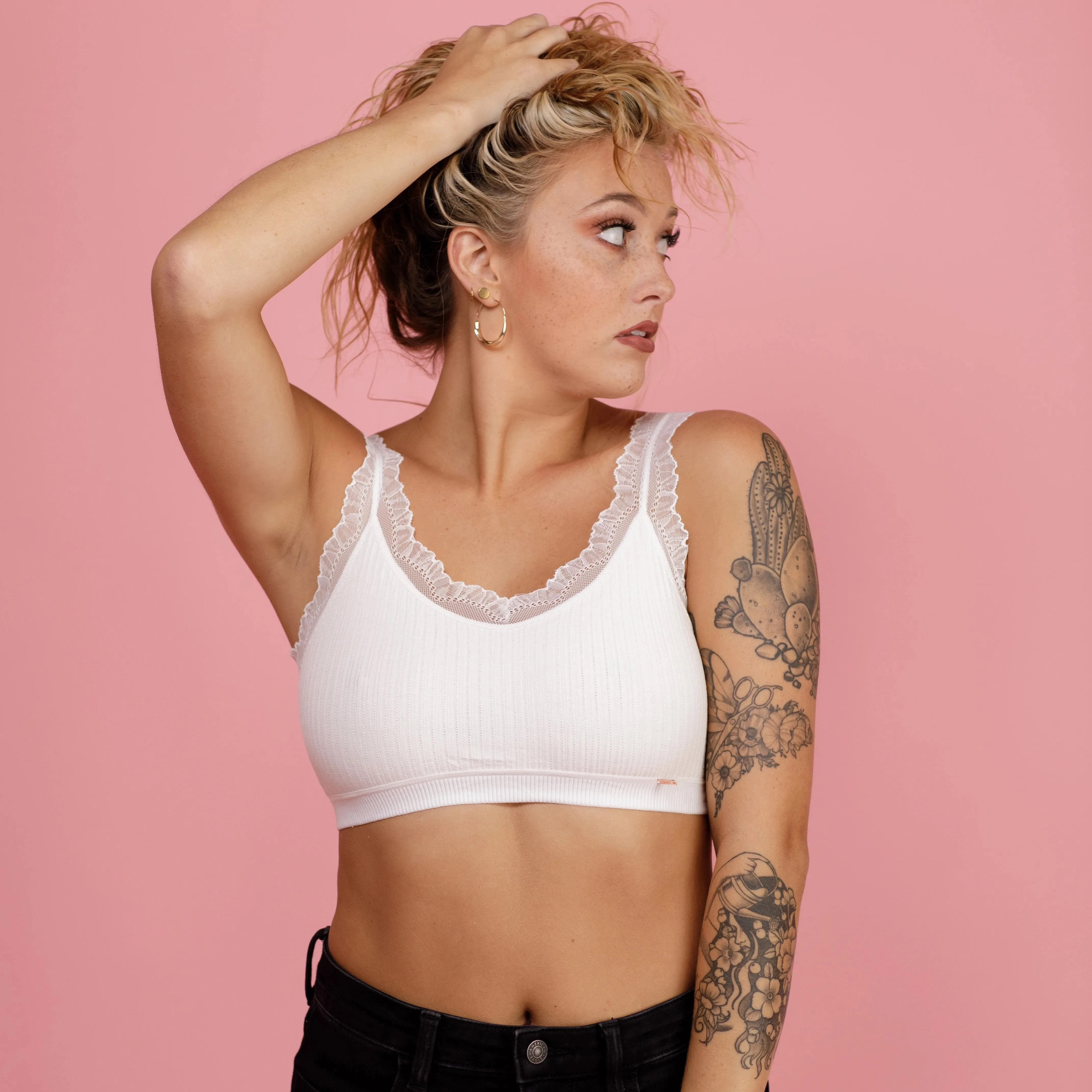 The Ellie Ribbed Bralette in White