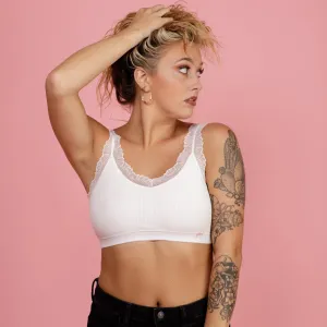The Ellie Ribbed Bralette in White