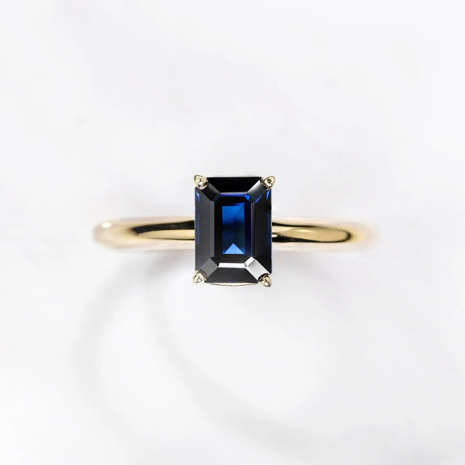 The Grace - Emerald Cut Blue Sapphire Engagement Ring