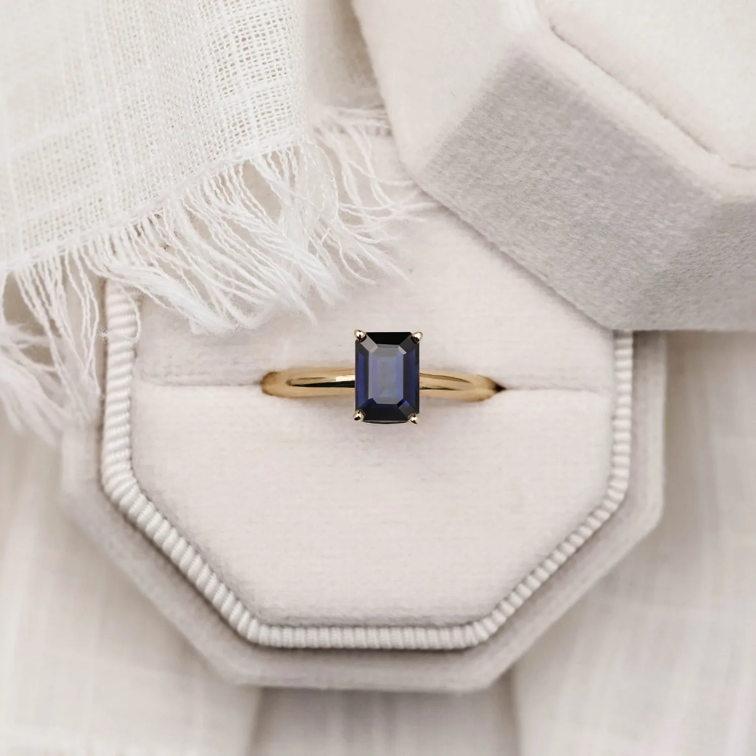 The Grace - Emerald Cut Blue Sapphire Engagement Ring