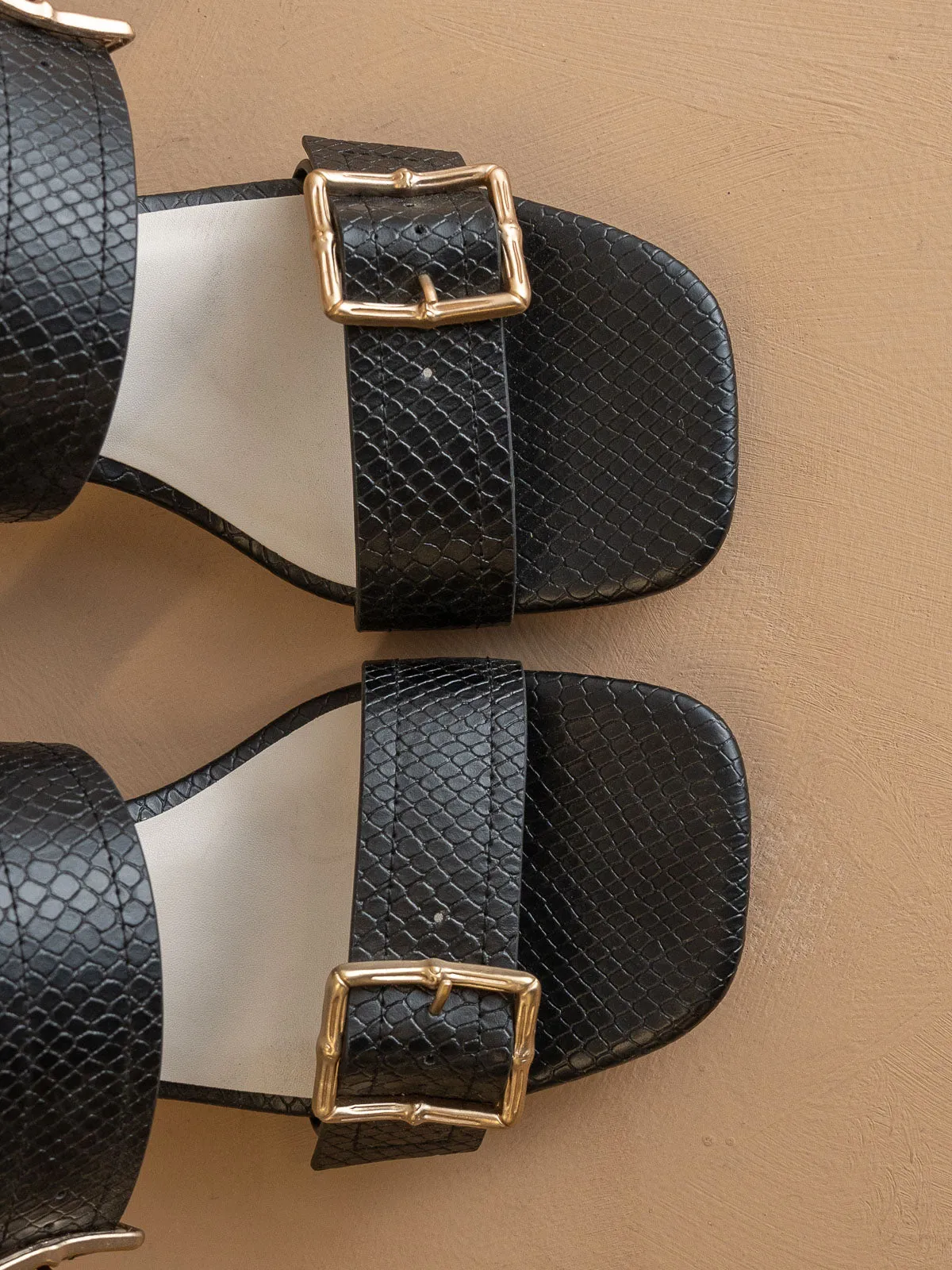 The Havana | Black Bamboo Buckle Heel