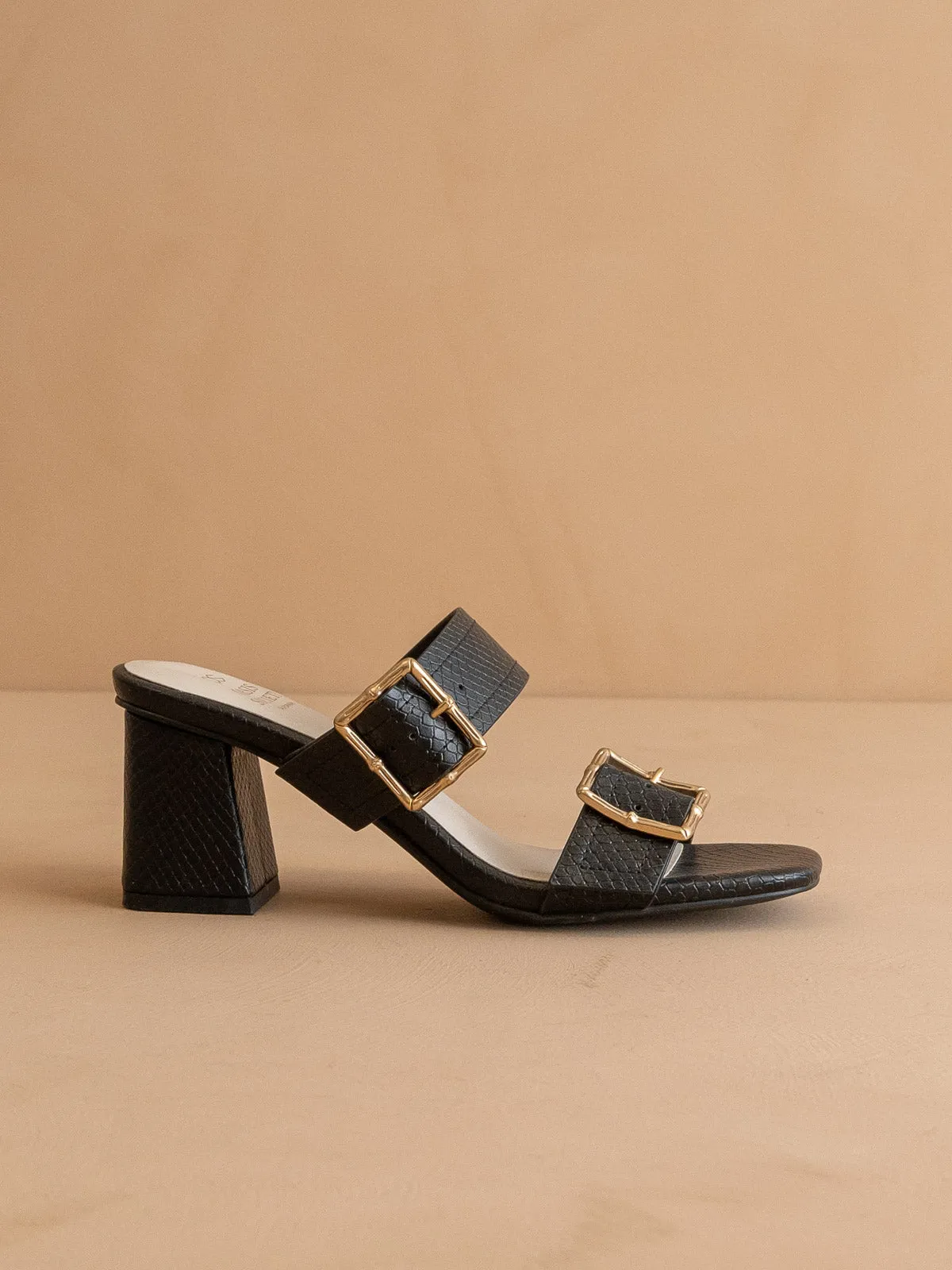 The Havana | Black Bamboo Buckle Heel