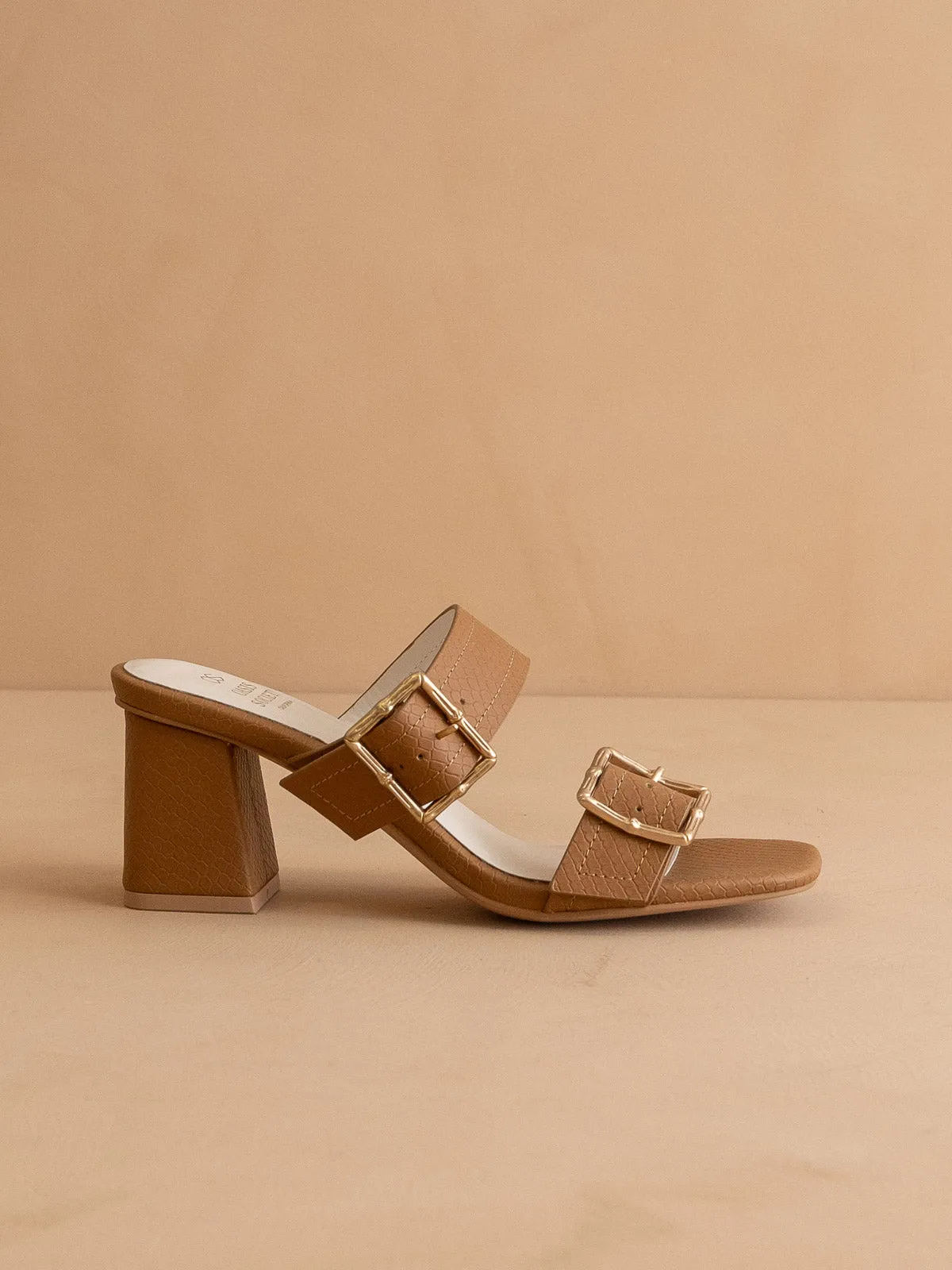 The Havana | Camel Bamboo Buckle Heel
