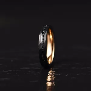 The Ironclad - Rose Hammered Tungsten Crushed Meteorite Men's Wedding Band 4MM