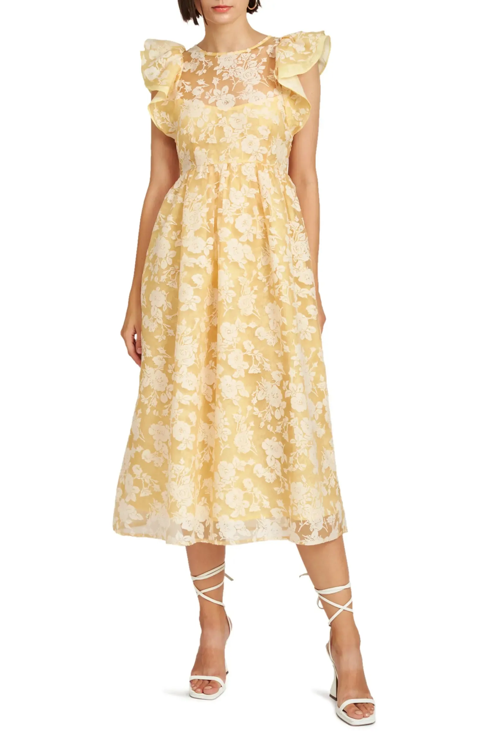 The Marais Floral Organza Midi Dress
