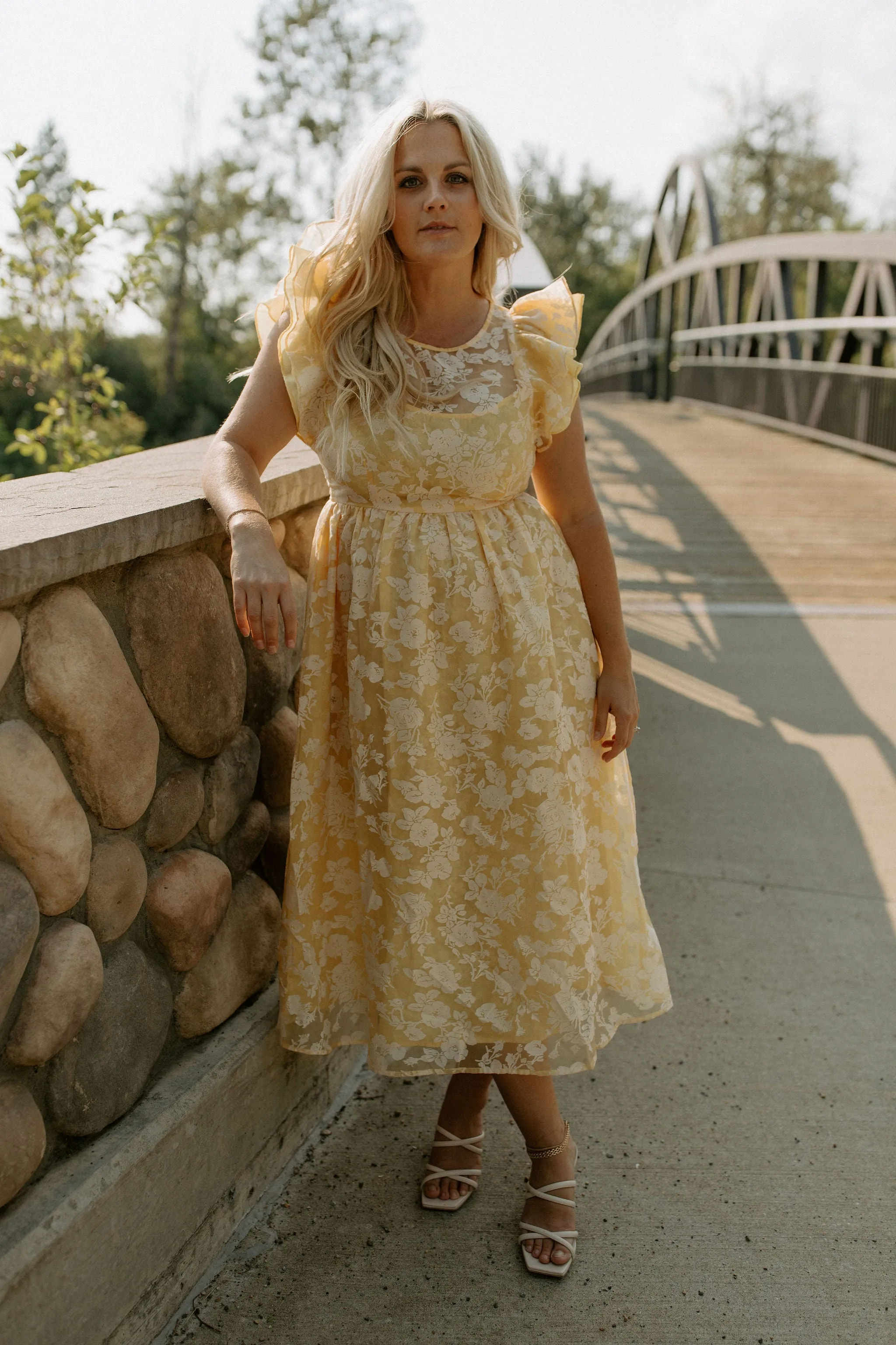 The Marais Floral Organza Midi Dress