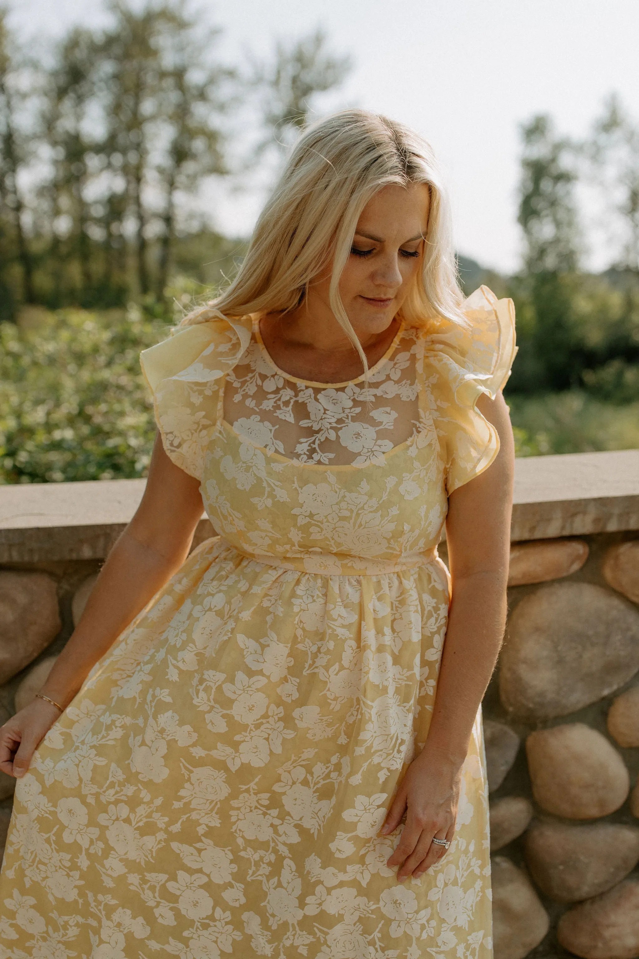 The Marais Floral Organza Midi Dress