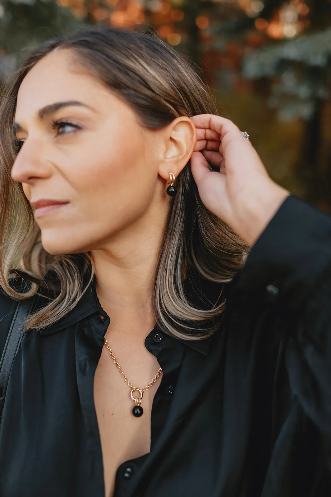 The Roberts Hoop Earring - Onyx