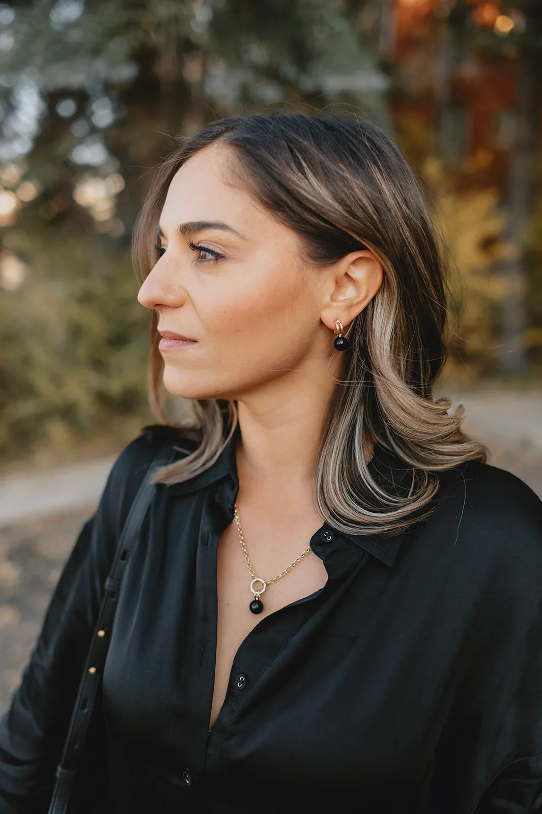 The Roberts Hoop Earring - Onyx