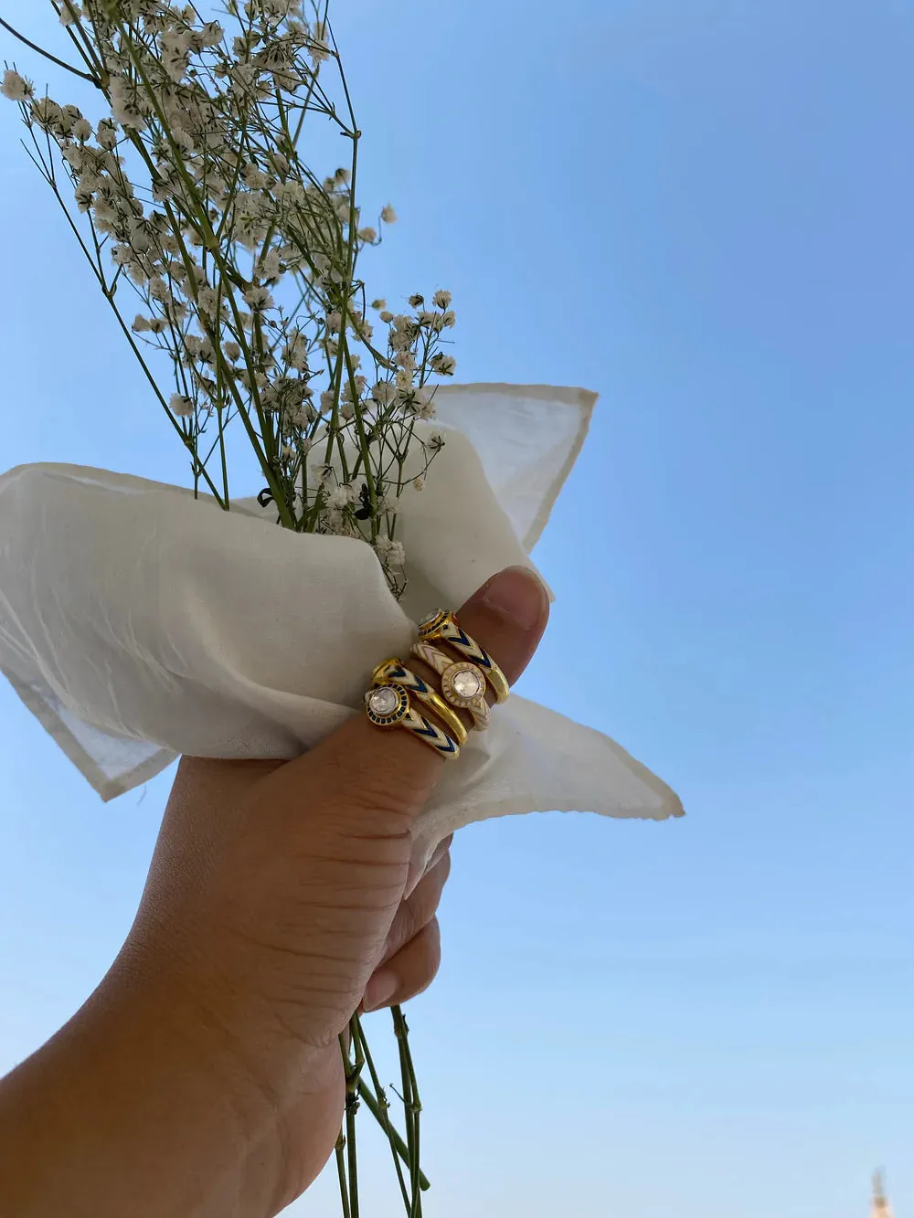 Tila Ring - blue & ivory (s8)