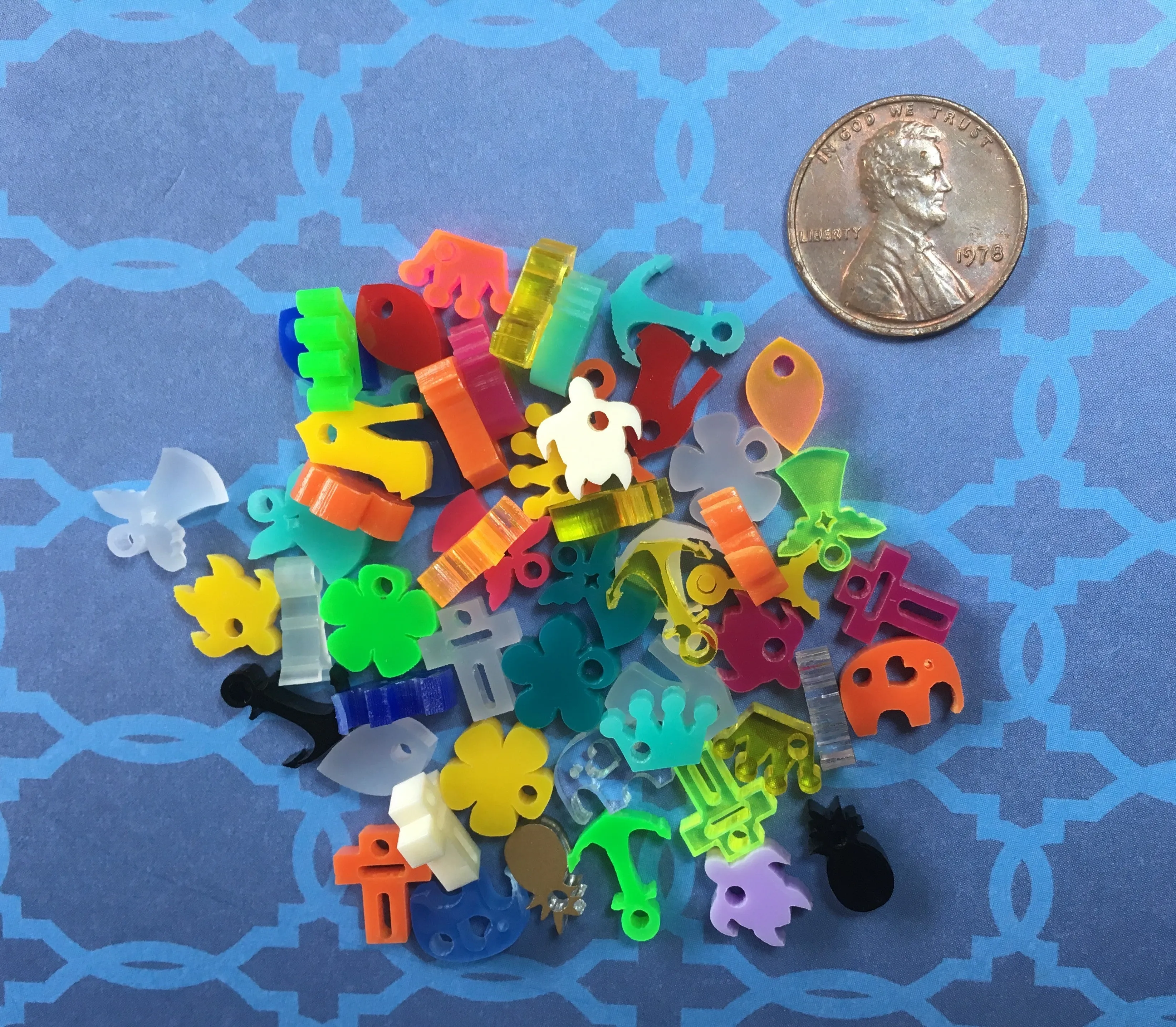Tiny Acrylic Charms Set / 55 Pieces, 10mm