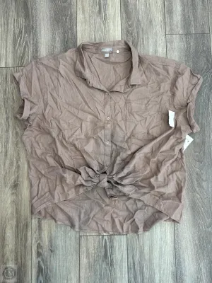 Top Short Sleeve By Falls Creek In Taupe, Size: 3x