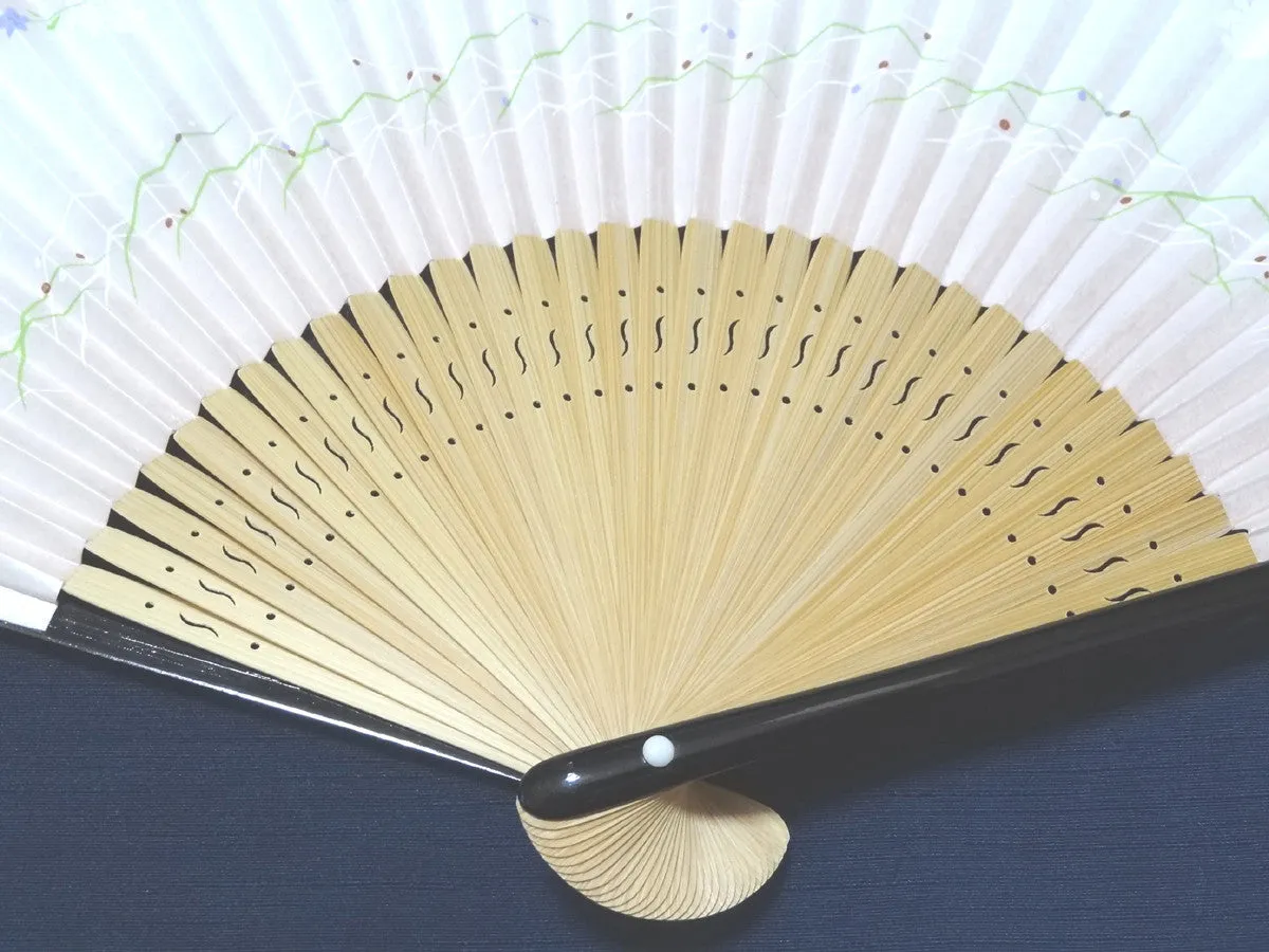 Traditional handcrafted Kyoto Ladies' Sensu - #220 Rabbits - Pink