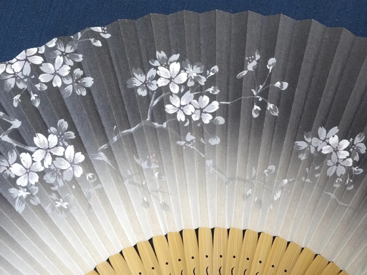 Traditional handcrafted Kyoto Ladies' Sensu - #221 Sakura - Black