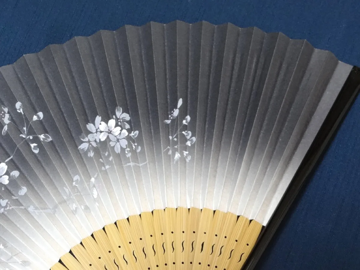 Traditional handcrafted Kyoto Ladies' Sensu - #221 Sakura - Black