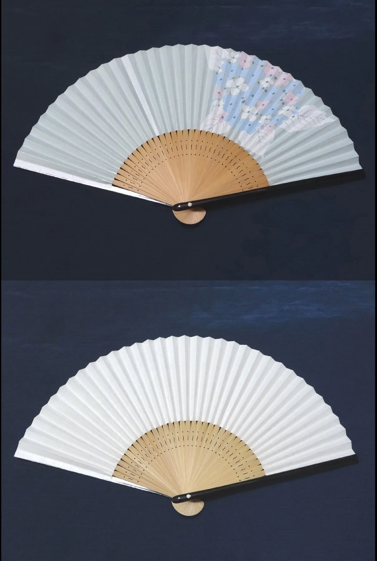 Traditional handcrafted Kyoto Ladies' Sensu - #222 Ajisai (Hydrangea) - Light Blue