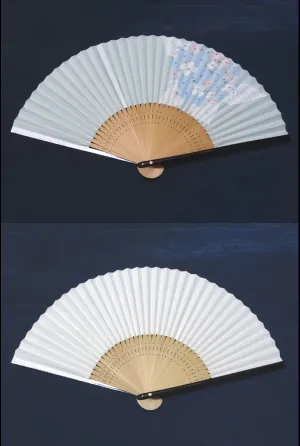 Traditional handcrafted Kyoto Ladies' Sensu - #222 Ajisai (Hydrangea) - Light Blue