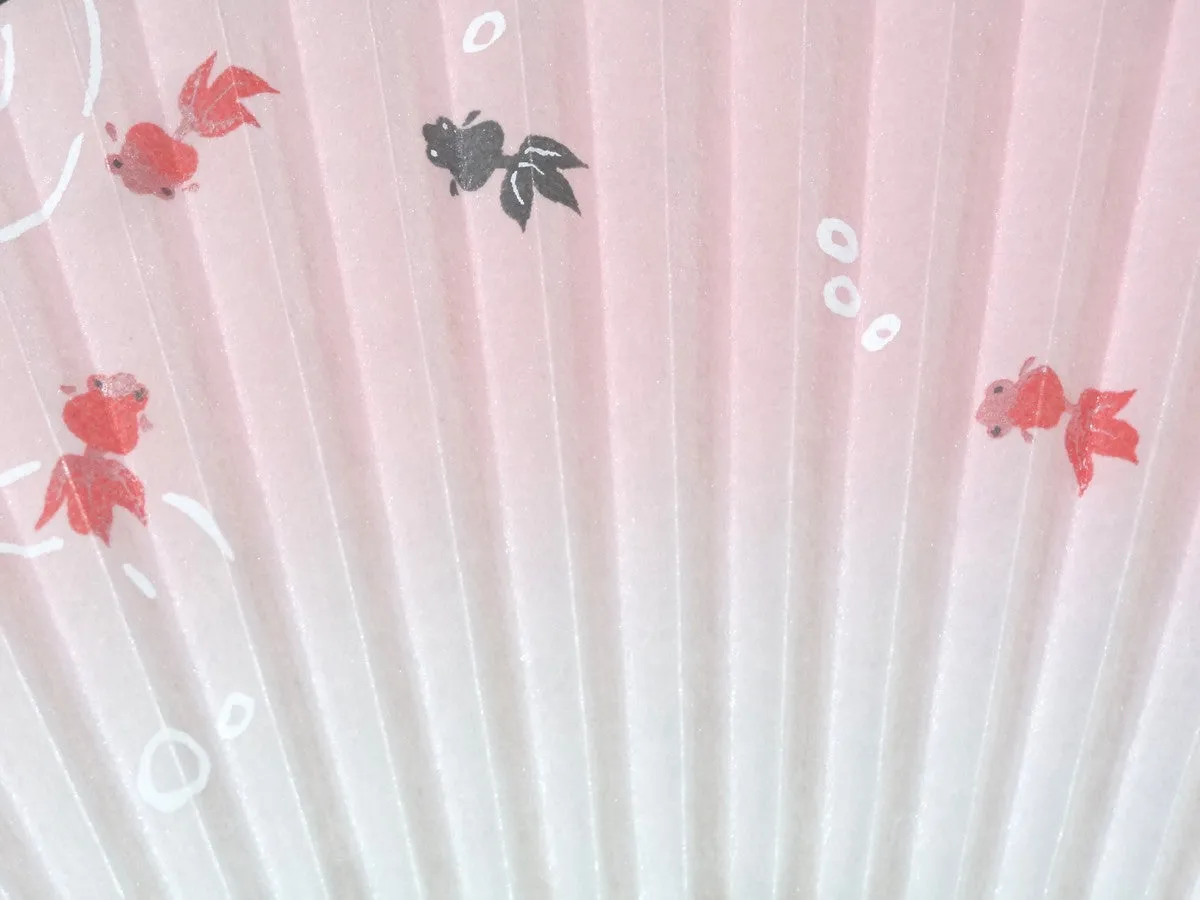 Traditional handcrafted Kyoto Ladies' Sensu - #224 Goldfish - Pink