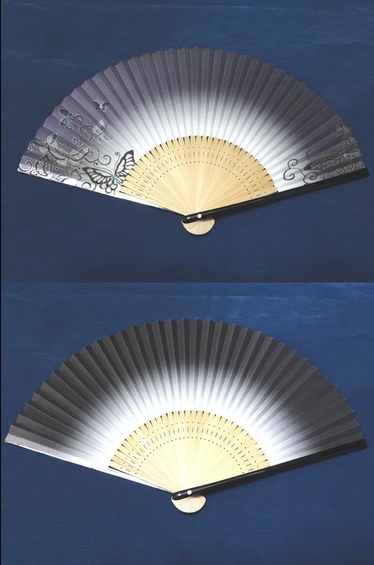 Traditional handcrafted Kyoto Ladies' Sensu - #227 Blue Butterfly - Purple