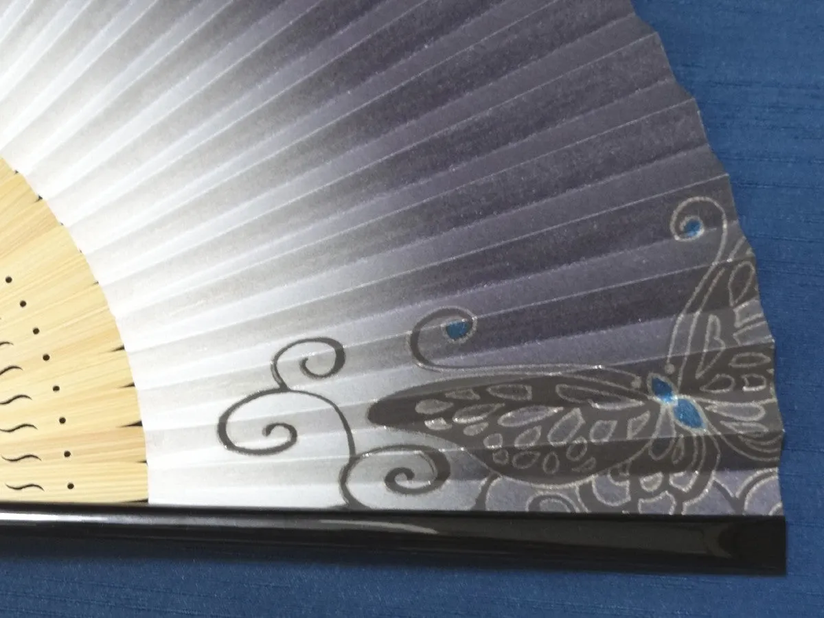 Traditional handcrafted Kyoto Ladies' Sensu - #227 Blue Butterfly - Purple