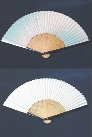 Traditional handcrafted Kyoto Ladies' Sensu - Balloon flower - Light Blue
