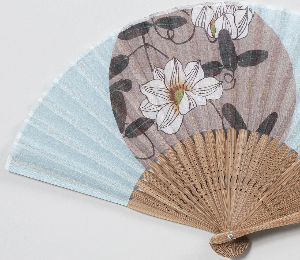 Traditional handcrafted Kyoto Ladies' Sensu - Ito Jakuchu - Tessen & Ajisai - Blue