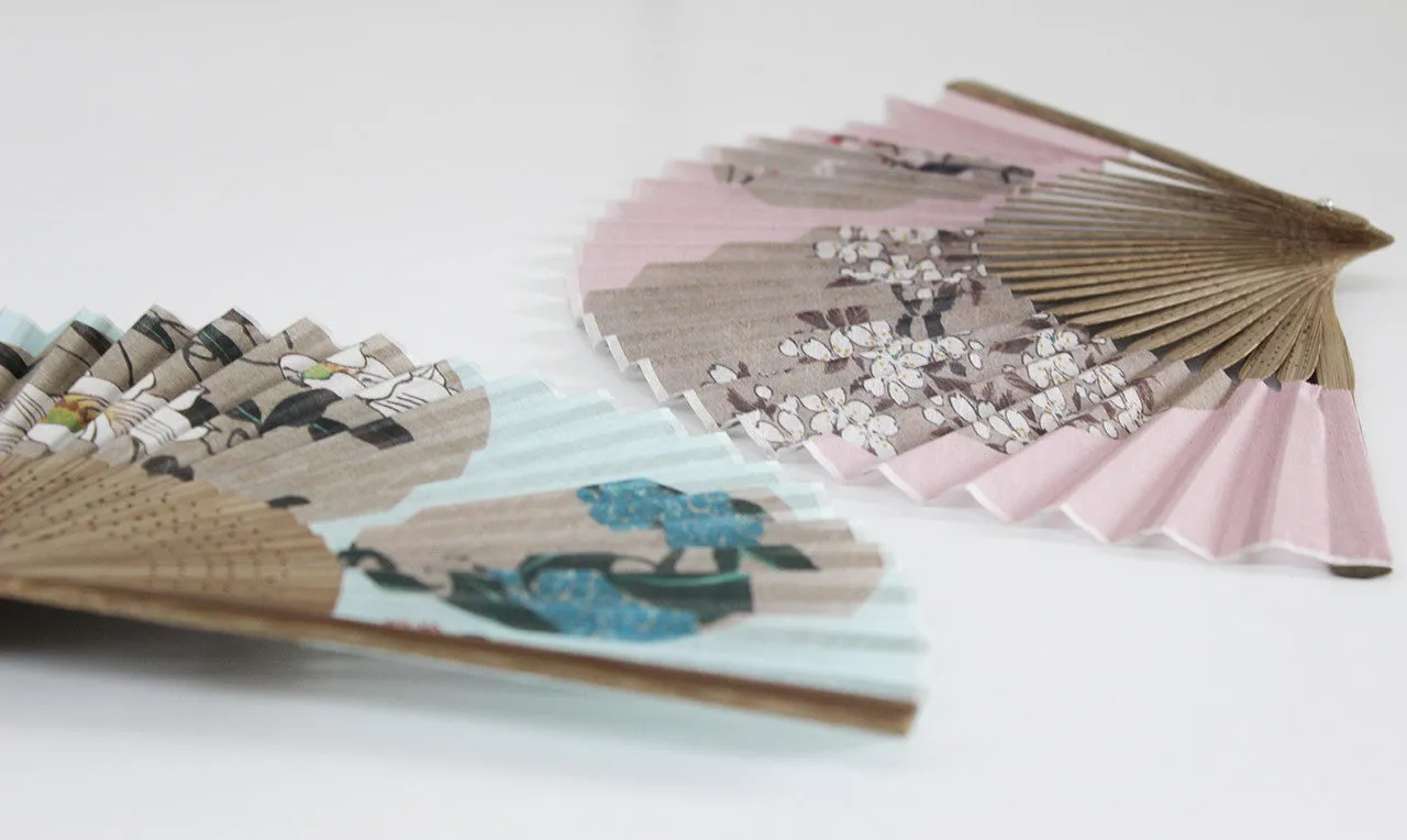Traditional handcrafted Kyoto Ladies' Sensu - Ito Jakuchu - Tessen & Ajisai - Blue