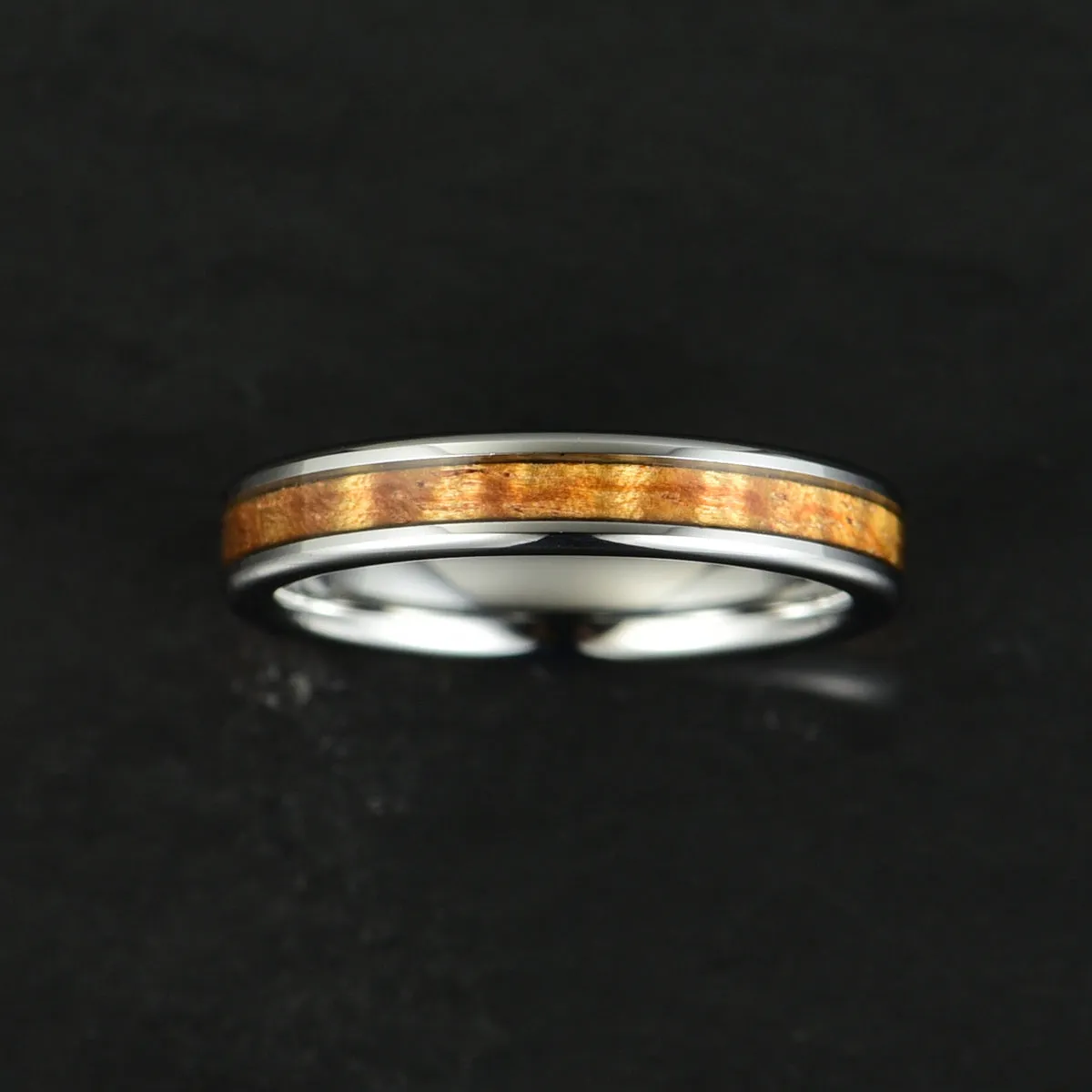 Tungsten Koa Wood Women's Wedding Band 4MM