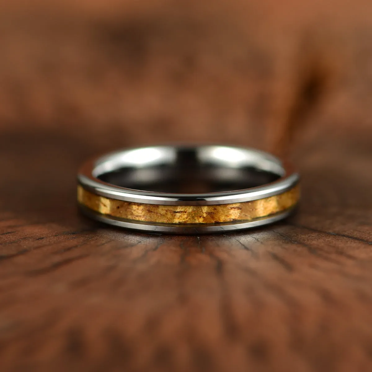 Tungsten Koa Wood Women's Wedding Band 4MM