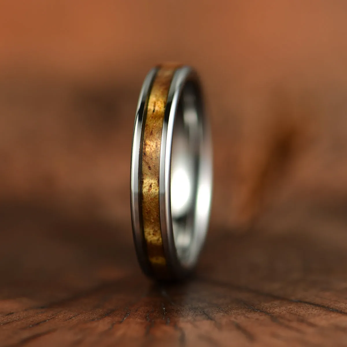 Tungsten Koa Wood Women's Wedding Band 4MM