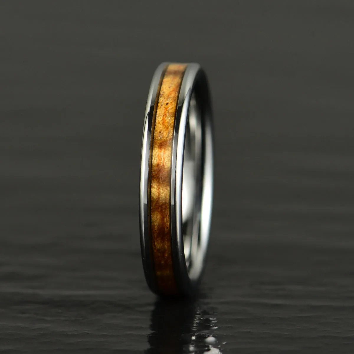 Tungsten Koa Wood Women's Wedding Band 4MM