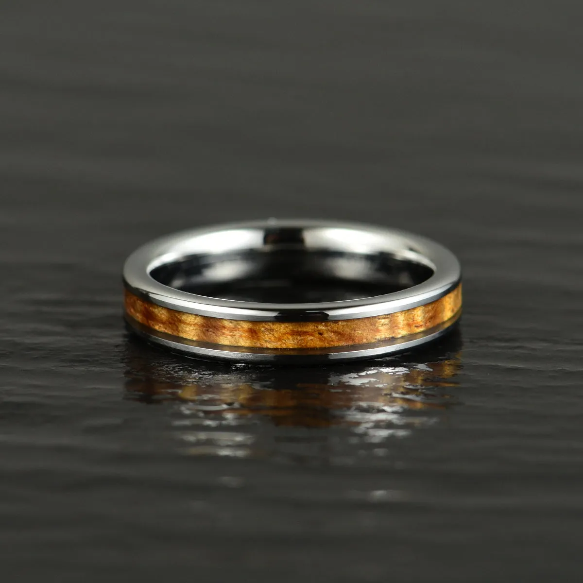 Tungsten Koa Wood Women's Wedding Band 4MM