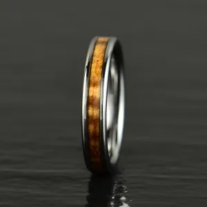Tungsten Koa Wood Women's Wedding Band 4MM