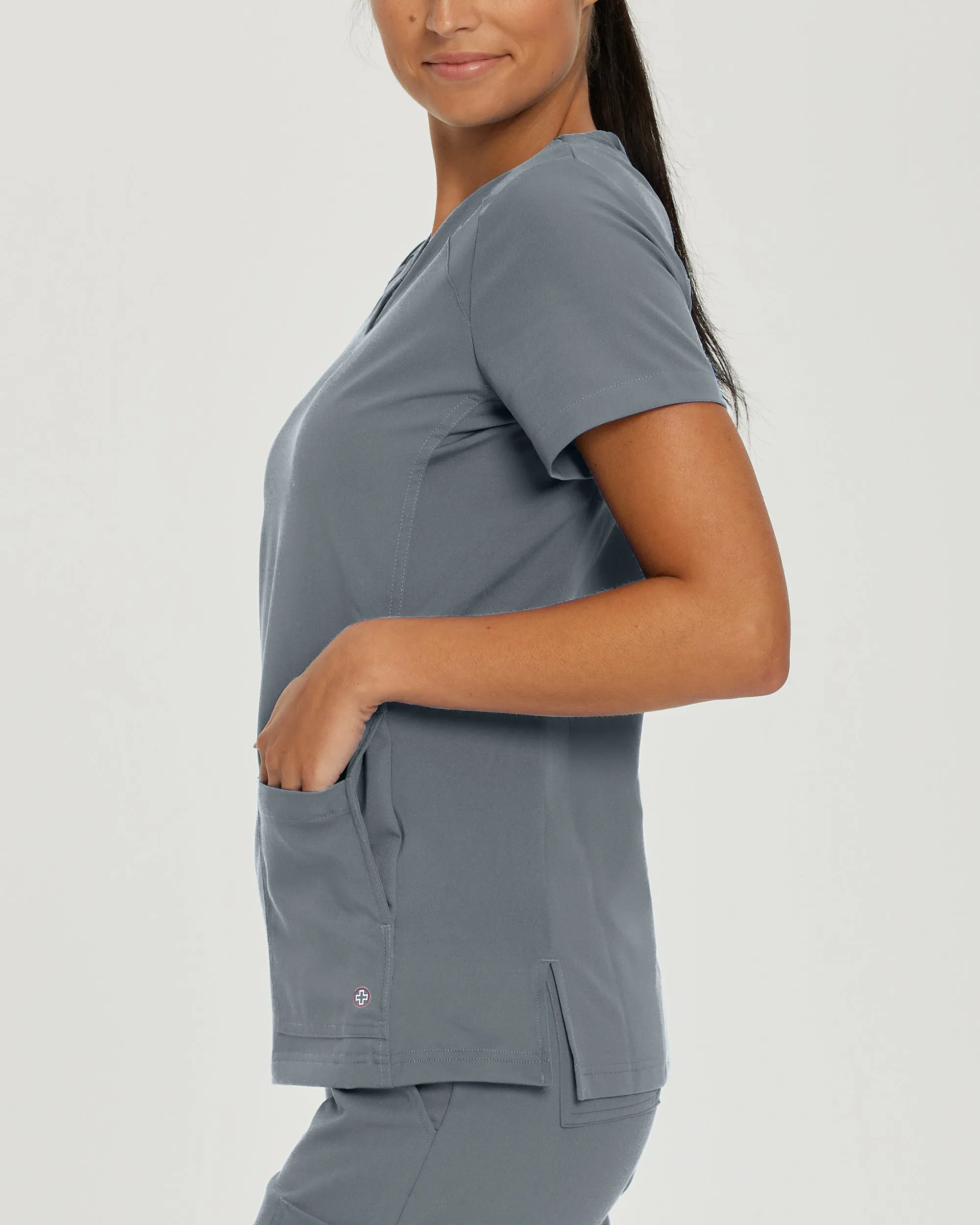 V-Tess 950 Women's 4 Pocket V Neck Scrub Top Taylor Grey
