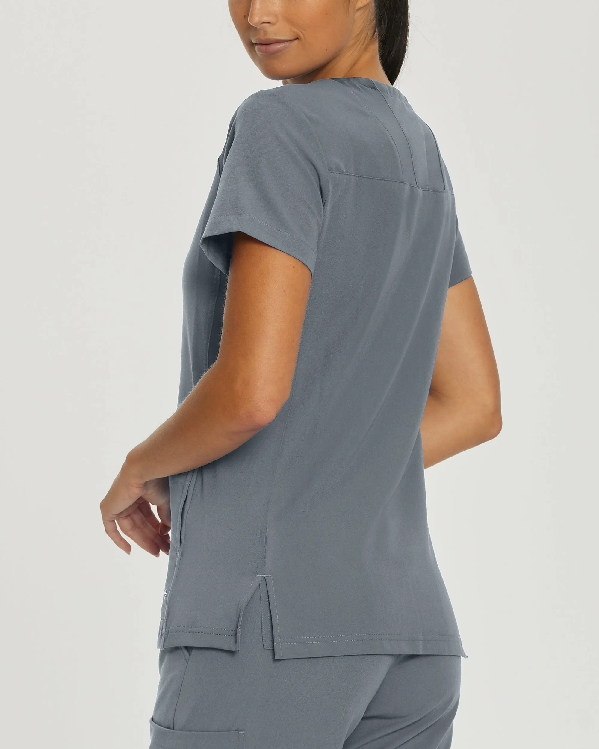 V-Tess 950 Women's 4 Pocket V Neck Scrub Top Taylor Grey