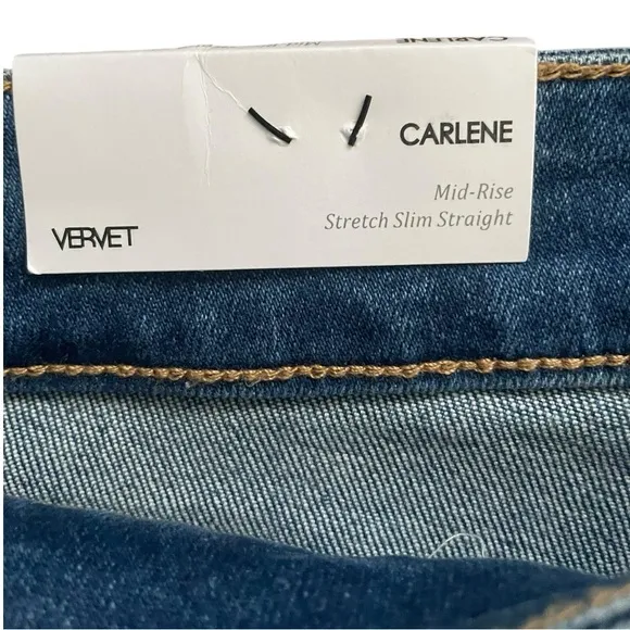 VERVET Carlene New Mid Rise Slim Straight Blue Jeans Women's Size 22 Distressed
