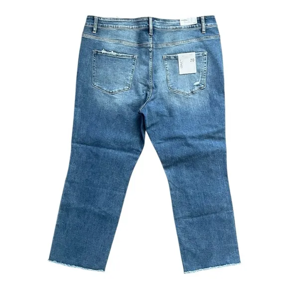 VERVET Carlene New Mid Rise Slim Straight Blue Jeans Women's Size 22 Distressed