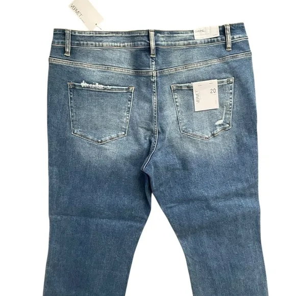 VERVET Carlene New Mid Rise Slim Straight Blue Jeans Women's Size 22 Distressed