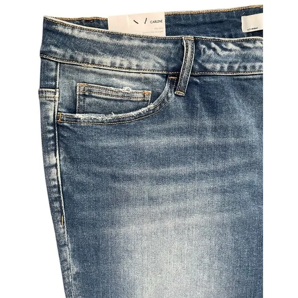 VERVET Carlene New Mid Rise Slim Straight Blue Jeans Women's Size 22 Distressed