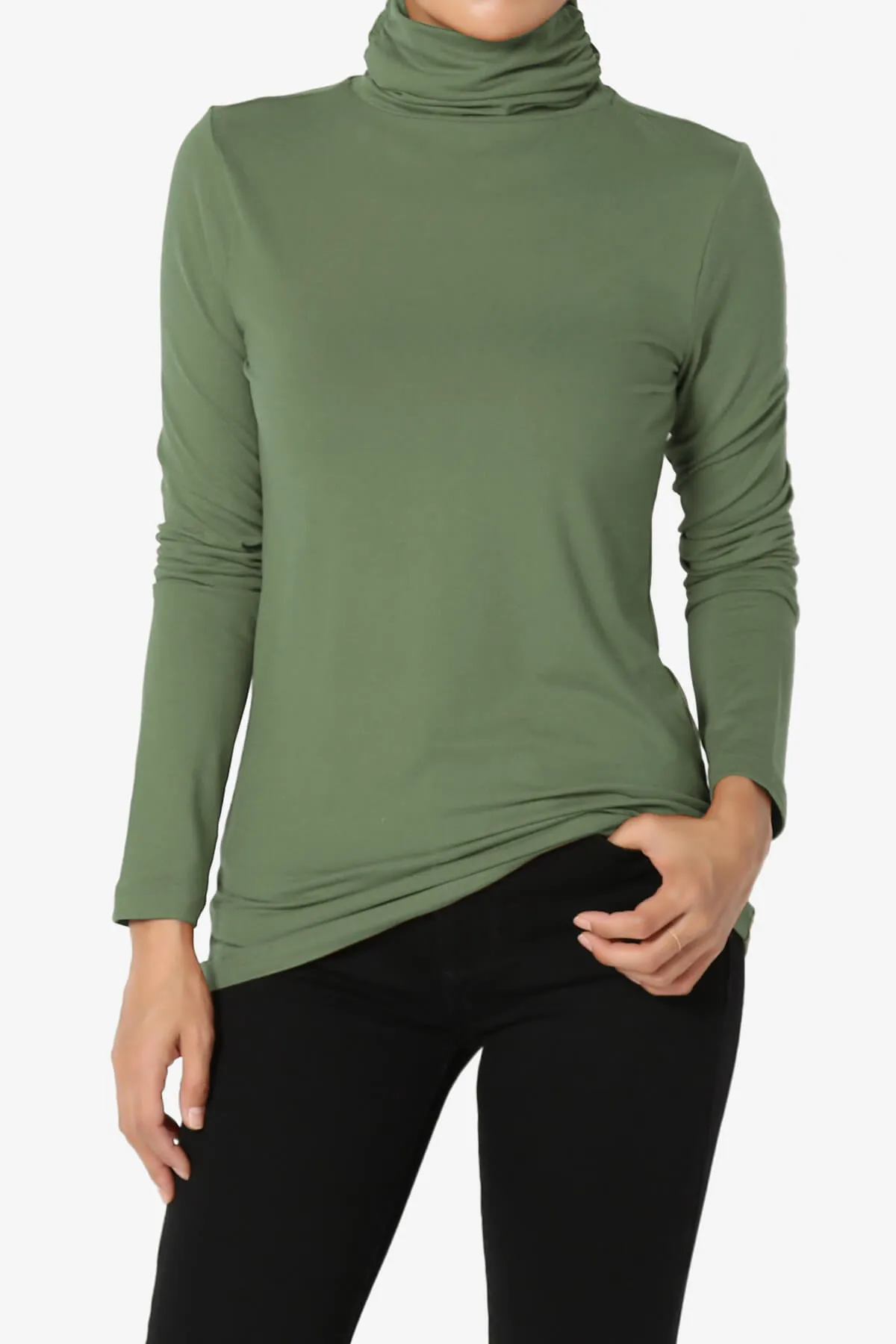 Viable Ruched Turtle Neck Long Sleeve Top