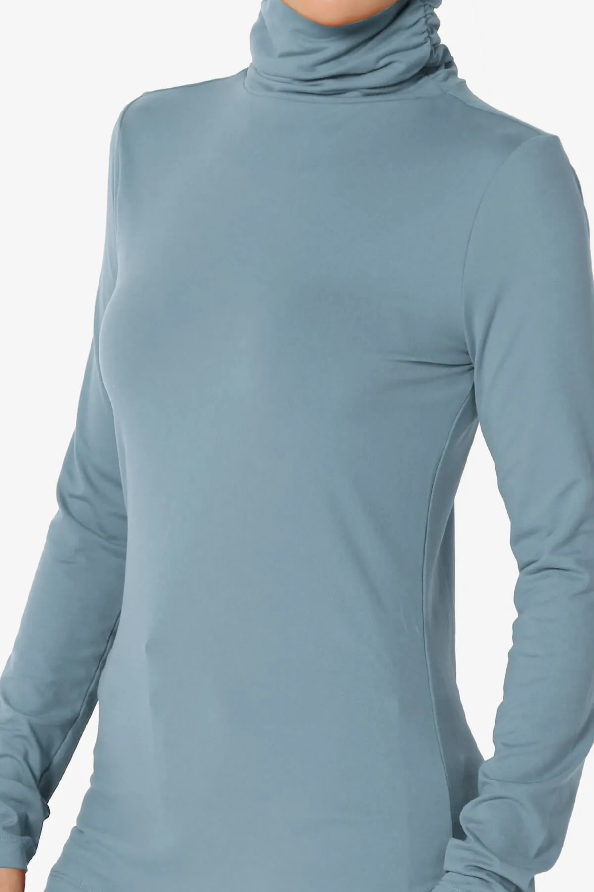 Viable Ruched Turtle Neck Long Sleeve Top