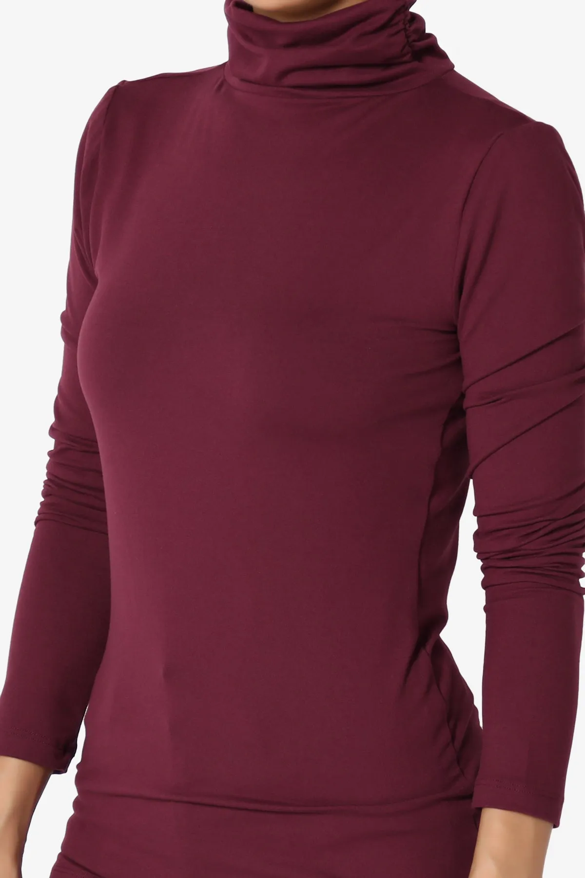 Viable Ruched Turtle Neck Long Sleeve Top