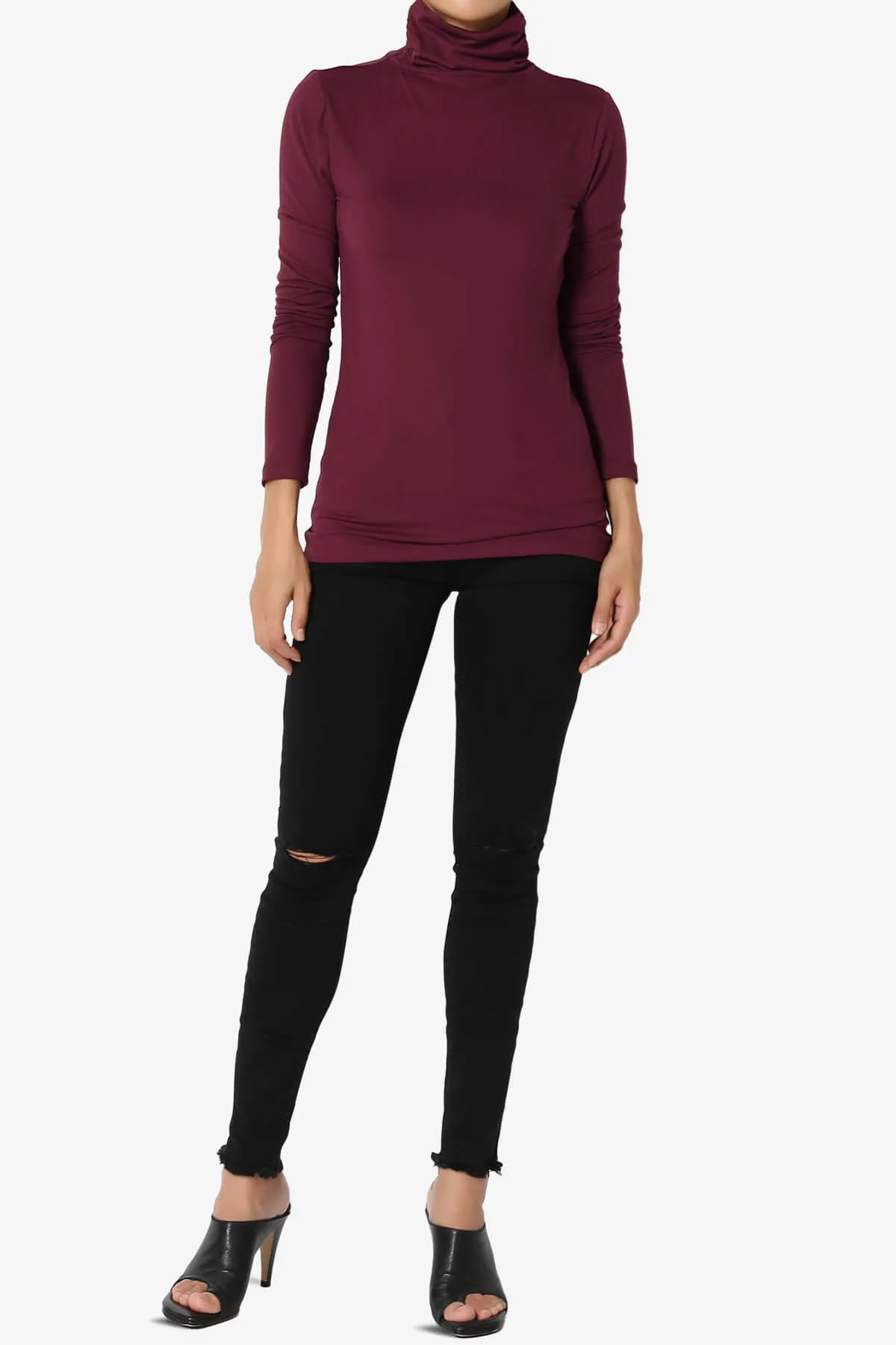 Viable Ruched Turtle Neck Long Sleeve Top