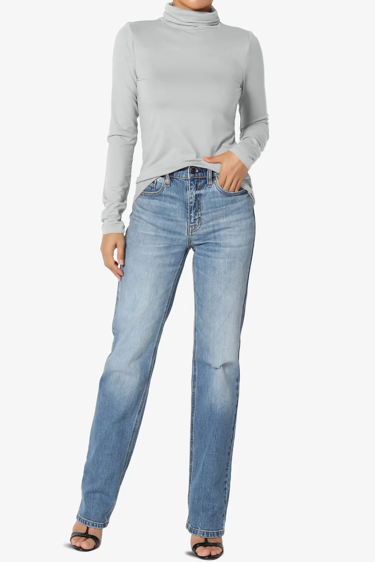 Viable Ruched Turtle Neck Long Sleeve Top