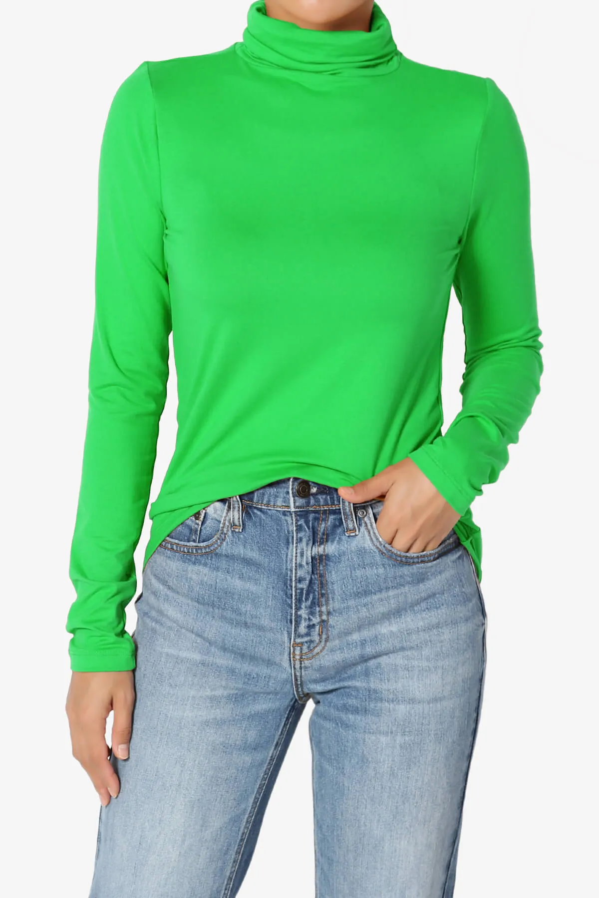 Viable Ruched Turtle Neck Long Sleeve Top