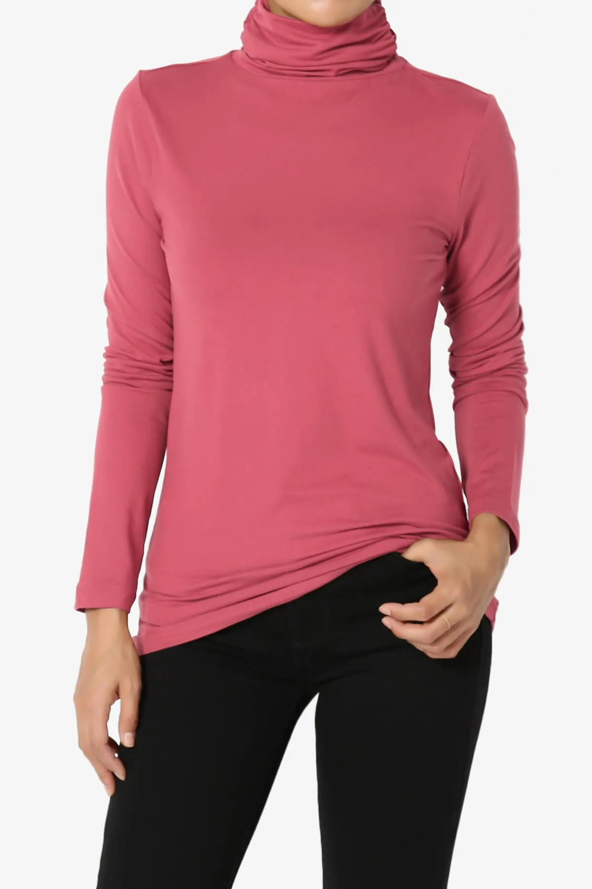 Viable Ruched Turtle Neck Long Sleeve Top