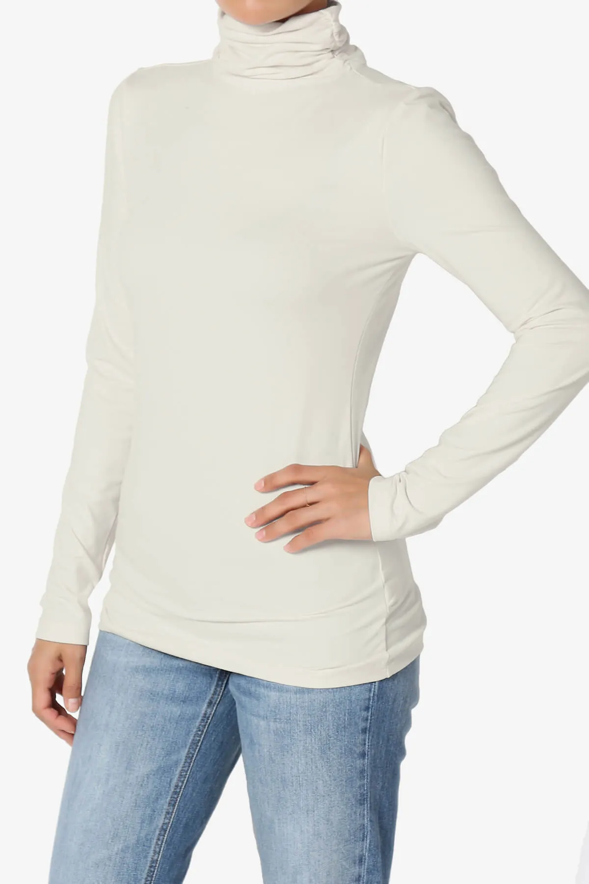Viable Ruched Turtle Neck Long Sleeve Top