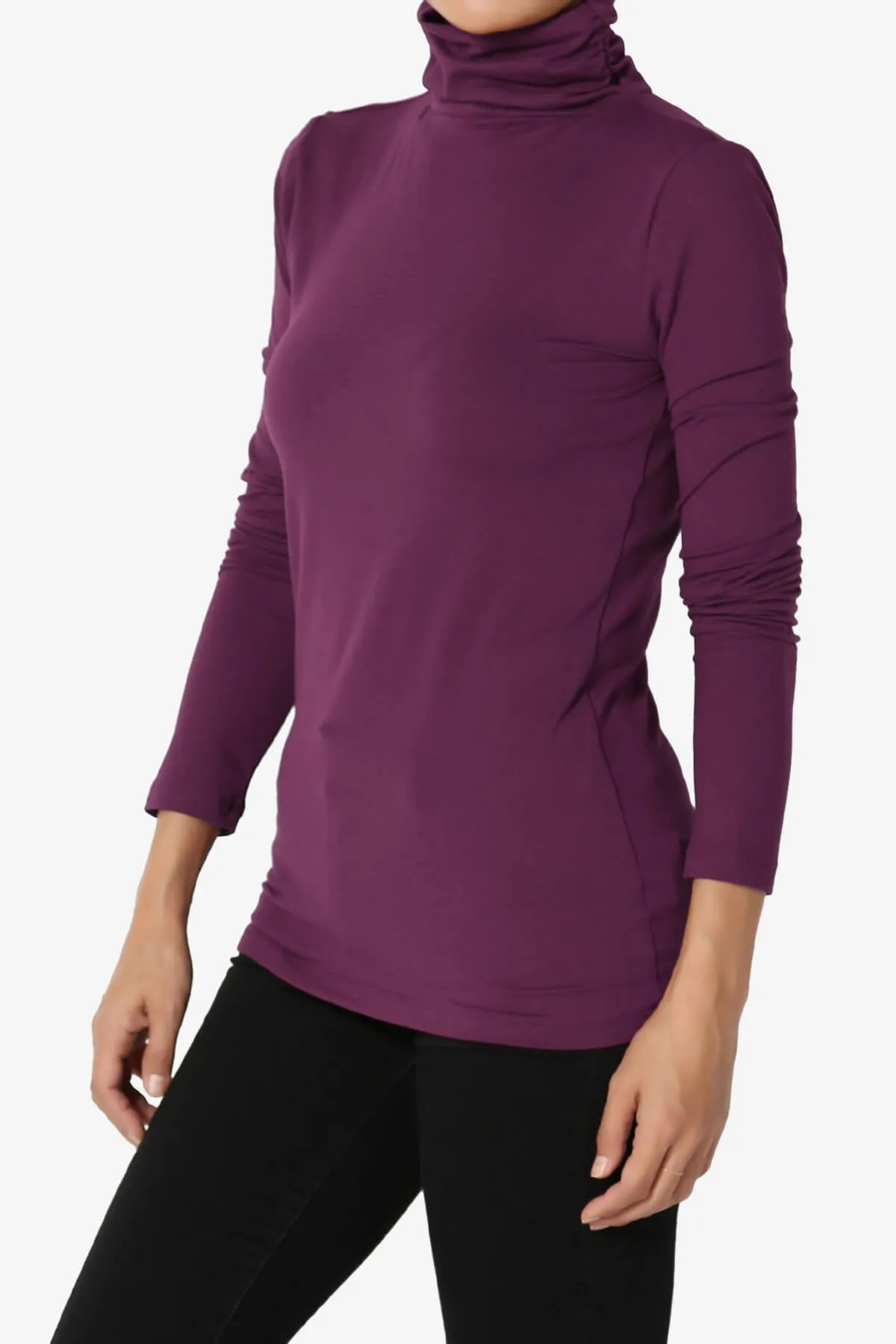 Viable Ruched Turtle Neck Long Sleeve Top