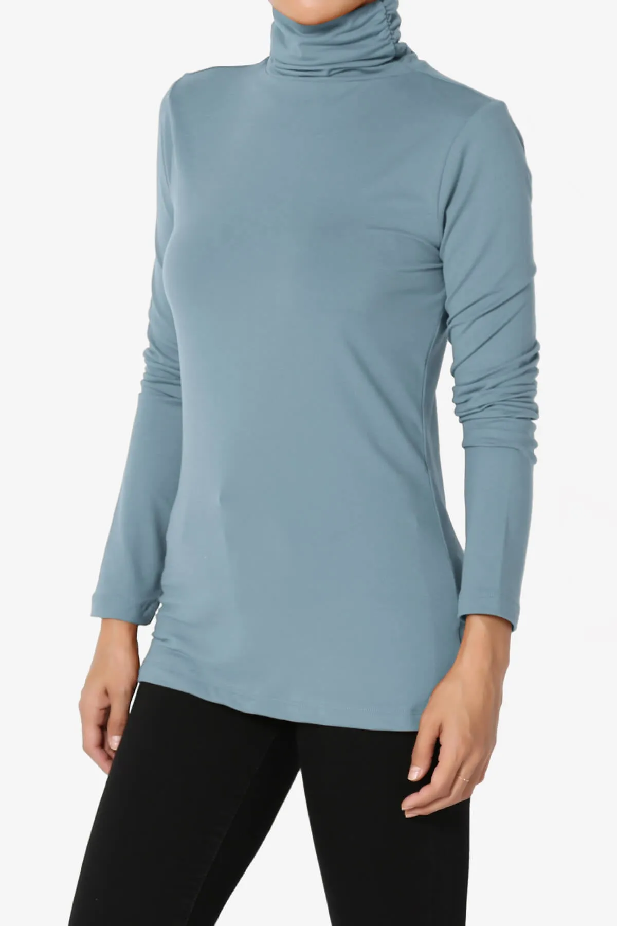Viable Ruched Turtle Neck Long Sleeve Top